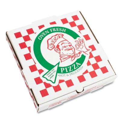 Picture of Corrugated Kraft Pizza Boxes, B-Flute, White, 18" Pizza, 18 x 18 x 2, 50/Bundle