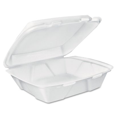 Picture of Carryout Food Containers, White, Foam, 7 4/5 x 8 1/2 x 2 1/2, 200/Carton