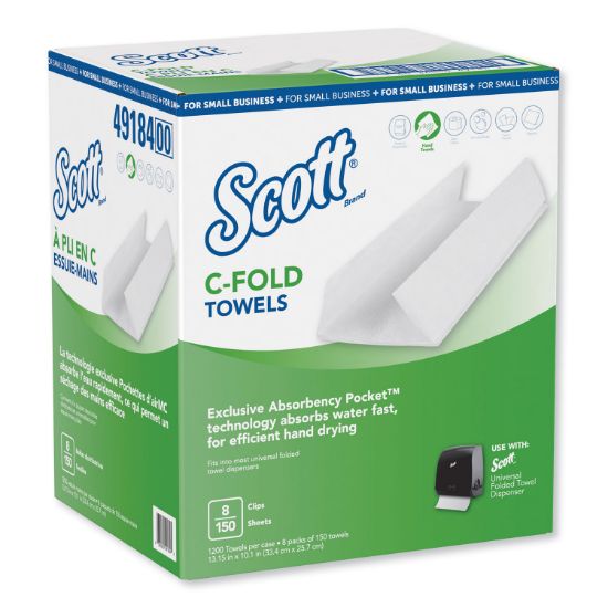 Picture of C-Fold Towels, Absorbency Pockets,10.13 x 13.15, White, 150/PK,8 PK/CT