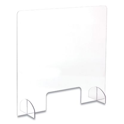 Picture of Portable Acrylic Sneeze Guard with Document Pass Through, 30 x 8 x 28, Acrylic, Clear