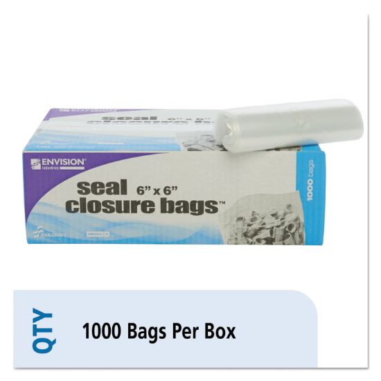 Picture of Seal Closure Bags, 2 mil, 6" x 6", Clear, 1,000/Carton