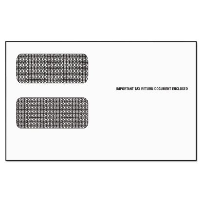 Picture of 1099 Double Window Envelope, Commercial Flap, Self-Adhesive Closure, 5.63 x 9.5, White, 24/Pack